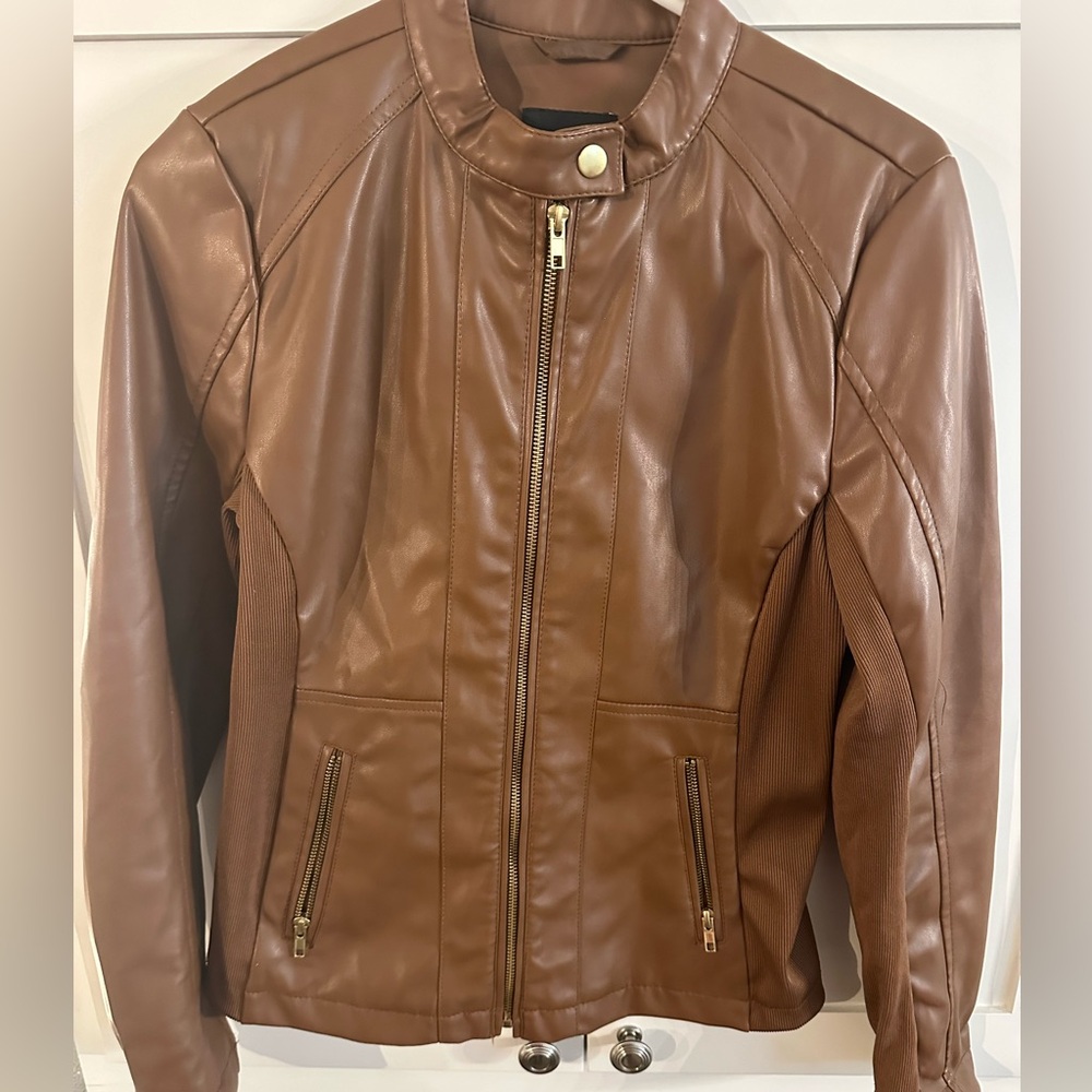 A.N.A Faux Leather Brown‎ Jacket Size S Worn Once